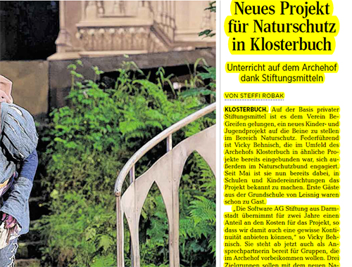 Presseartikel "Neues Projekt für Naturschutz in Klosterbuch"